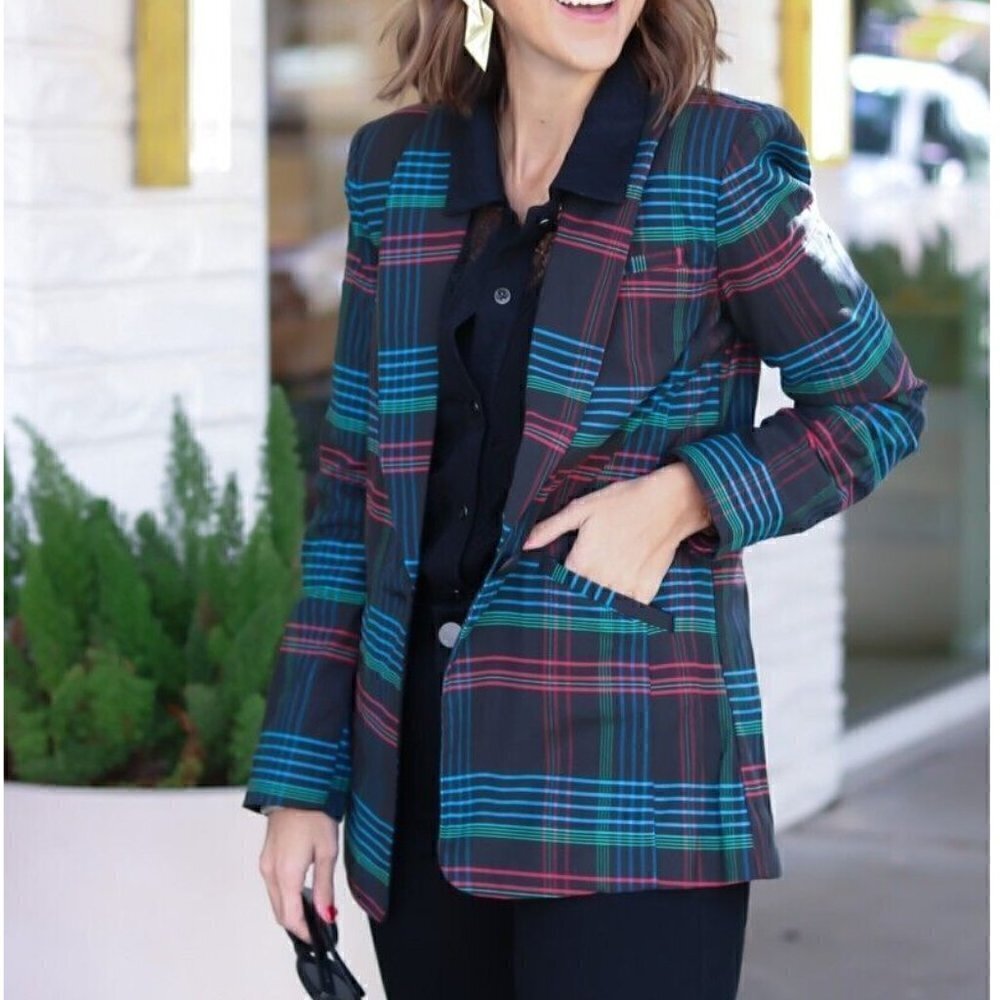 CAbi Plaid Holiday Blazer $169 Fall 2019 Style #3850 Casual Career Women's Small